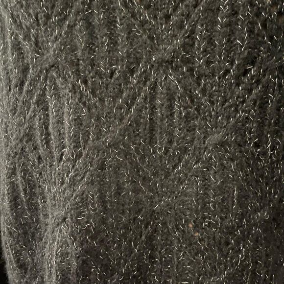 OLD NAVY Ruffle-Trim Pointelle-Knit Sweater Plus Size XXL in Black Jack Shimmer - Picture 8 of 10